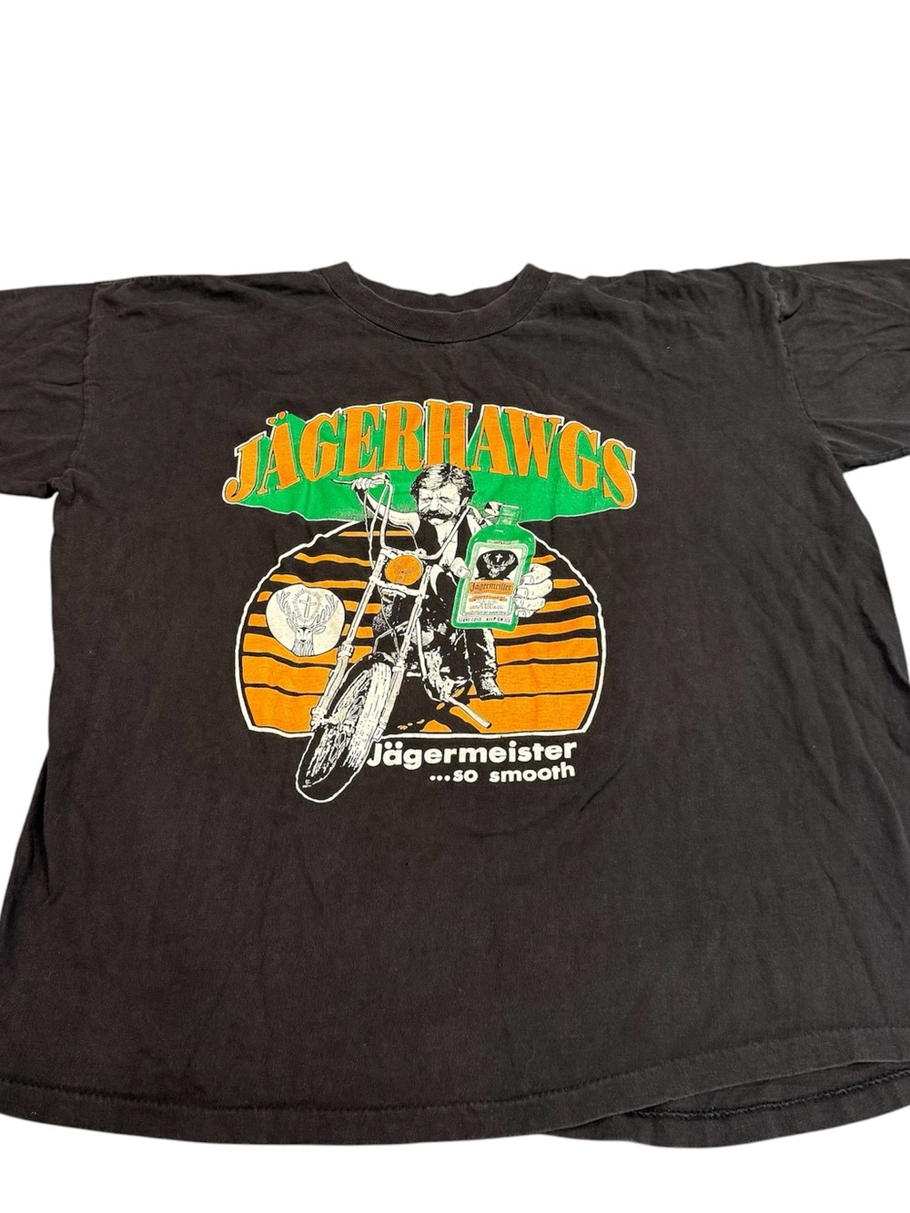 Vintage Jagermeister Jagerhawgs tee shirt black 80s 90s size men’s XL rare biker